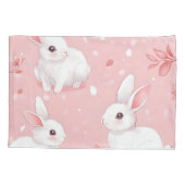 Pink Meadow Bunny Floral Garden Kussensloop (Achterkant)