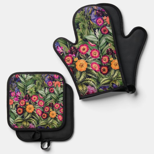 Pink Meadow Floral Ovenwant & Pannenlap Set (Voorkant / Achterkant)