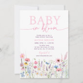 Pink Meadow Wildflowers Baby in Bloom Baby shower Kaart (Voorkant)