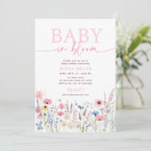 Pink Meadow Wildflowers Baby in Bloom Baby shower Kaart (Staand voorkant)