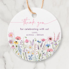 Pink Meadow Wildflowers Baby shower Bedankjes Labels