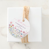 Pink Meadow Wildflowers Baby shower Bedankjes Labels (In situ)