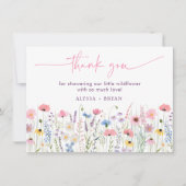 Pink Meadow Wildflowers Baby shower Bedankkaart (Voorkant)