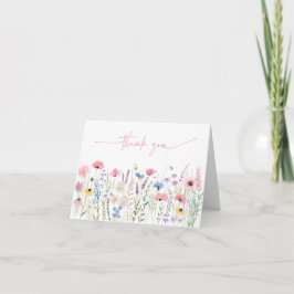 Pink Meadow Wildflowers Baby shower Bedankt