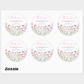 Pink Meadow Wildflowers Baby shower Ronde Sticker (Vel)