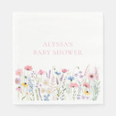 Pink Meadow Wildflowers Baby shower Servet (Voorkant)
