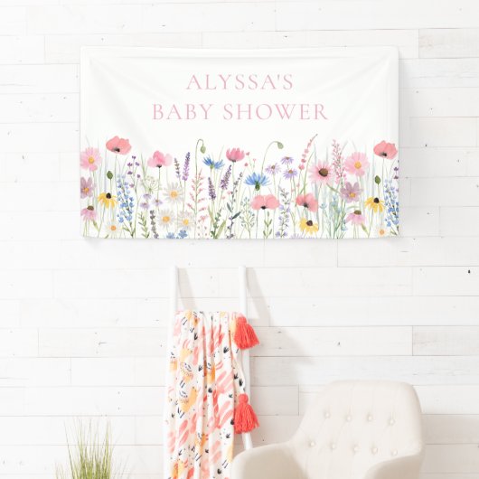 Pink Meadow Wildflowers Baby shower Spandoek (Insitu)