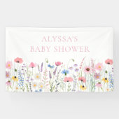 Pink Meadow Wildflowers Baby shower Spandoek (Horizontaal)
