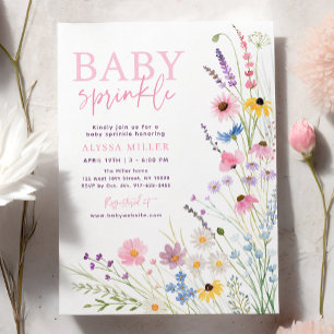 Pink Meadow Wildflowers Baby Sprinkle Kaart