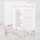 Pink Meadow Wildflowers Baby Word Scramble spel (Voorkant / Achterkant)