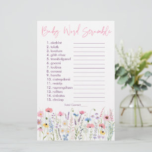 Pink Meadow Wildflowers Baby Word Scramble spel