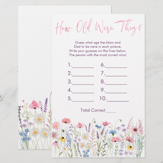 Pink Meadow Wildflowers Hoe oud waren ze? (Voorkant / Achterkant)