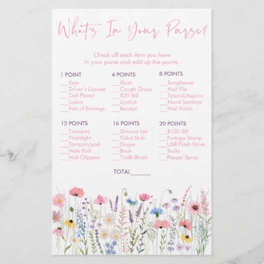 Pink Meadow Wildflowers Wat zit er in je portemonn (Voorkant)