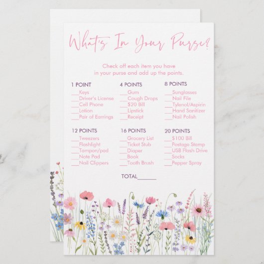 Pink Meadow Wildflowers Wat zit er in je portemonn (Voorkant / Achterkant)