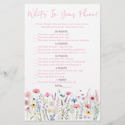 Pink Meadow Wildflowers Wat zit er in je telefoons (Voorkant)