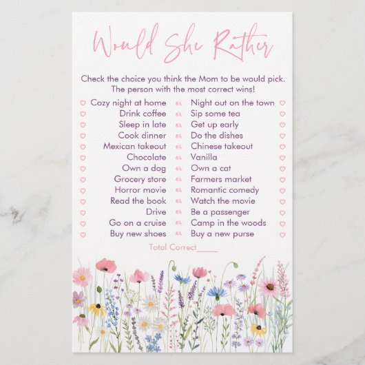 Pink Meadow Wildflowers zou ze liever wild (Voorkant)