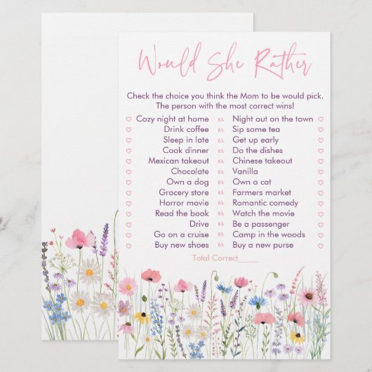 Pink Meadow Wildflowers zou ze liever wild (Voorkant / Achterkant)