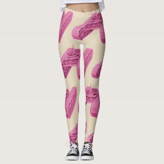 PINK MECHANICAL GEARS INDUSTRIAL MACHINERY TANK LEGGINGS (Voorkant)