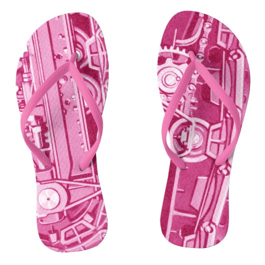 PINK MECHANICAL GEARS INDUSTRIAL MACHINERY TANK TEENSLIPPERS (Voetbed)
