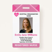 Pink Medical Doctor Nurse Aged Security Photo ID Badge (Voorkant)
