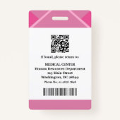 Pink Medical Doctor Nurse Aged Security Photo ID Badge (Achterkant)