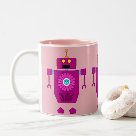 PINK MEEST ROBOT SPEELGOED MET STROOM TWEEKLEURIGE KOFFIEMOK (Met donut)