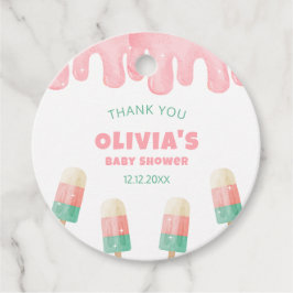 Pink Melt Ice Cream Pop Baby shower Bedankt Bedankjes Labels