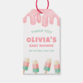 Pink Melt Ice Cream Pop Baby shower Welkom Cadeaulabel (Voorkant)