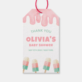 Pink Melt Ice Cream Pop Baby shower Welkom Cadeaulabel