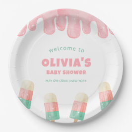 Pink Melt Ice Cream Pop Baby shower Welkom Papieren Bordje