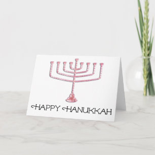 Pink Menorah Happy Hanukkah Wenskaart 1 Feestdagen Kaart