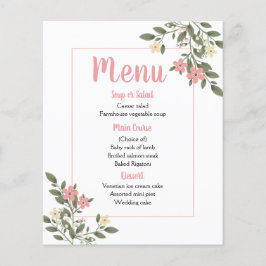 Pink Menu Floral Wedding Flowers Party Botanical