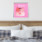 Pink Meow Cat Canvas Afdruk (Insitu (Slaapkamer))