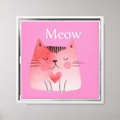 Pink Meow Cat Canvas Afdruk (Voorkant)