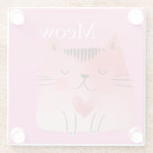 Pink Meow Cat Glazen Onderzetter (Achterkant)