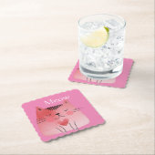 Pink Meow Cat Kartonnen Onderzetters (Insitu)