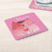 Pink Meow Cat Kartonnen Onderzetters (Gebogen)