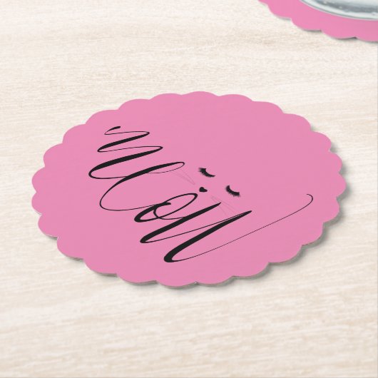 Pink Meow Cat Kartonnen Onderzetters (Gekanteld)