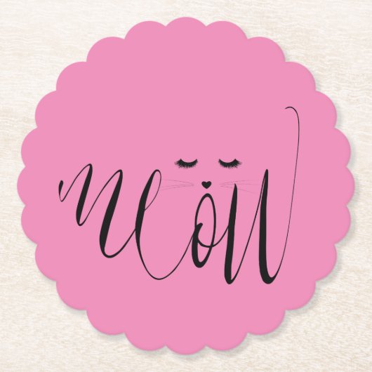 Pink Meow Cat Kartonnen Onderzetters (Voorkant)