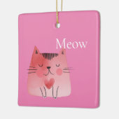 Pink Meow Cat Keramisch Ornament (Links)