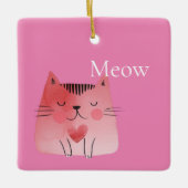 Pink Meow Cat Keramisch Ornament (Voorkant)