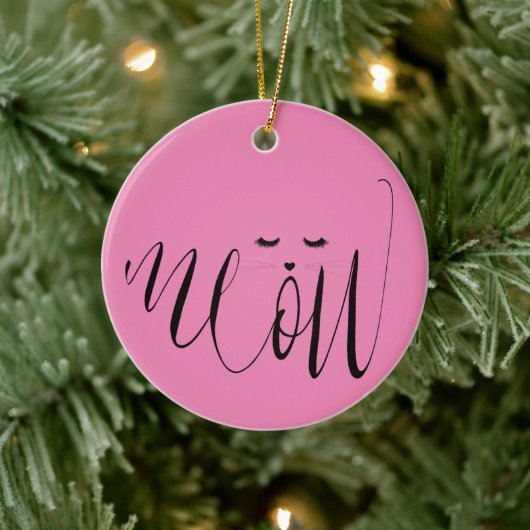 Pink Meow Cat Keramisch Ornament (Boom)