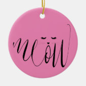 Pink Meow Cat Keramisch Ornament (Voorkant)