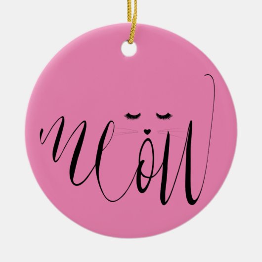 Pink Meow Cat Keramisch Ornament (Voorkant)