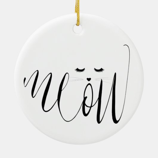 Pink Meow Cat Keramisch Ornament (Achterkant)