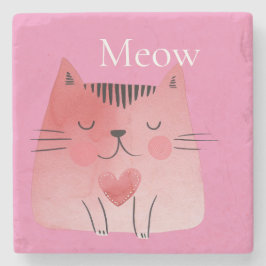 Pink Meow Cat Stenen Onderzetter