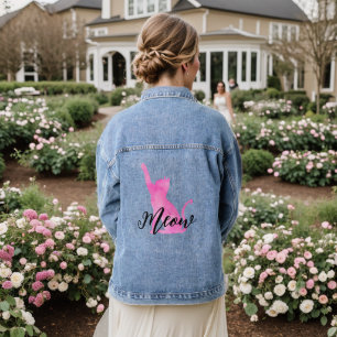 Pink Meow Kitty Kat Denim Jacket