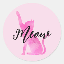 Pink Meow Kitty Kat Ronde Sticker
