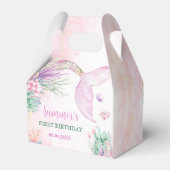 Pink Mermaid 1st Birthday Oneder the Sea Bedankdoosjes (Achterkant)