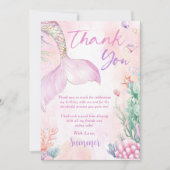 Pink Mermaid 1st Birthday Oneder The Sea Bedankkaart (Voorkant)